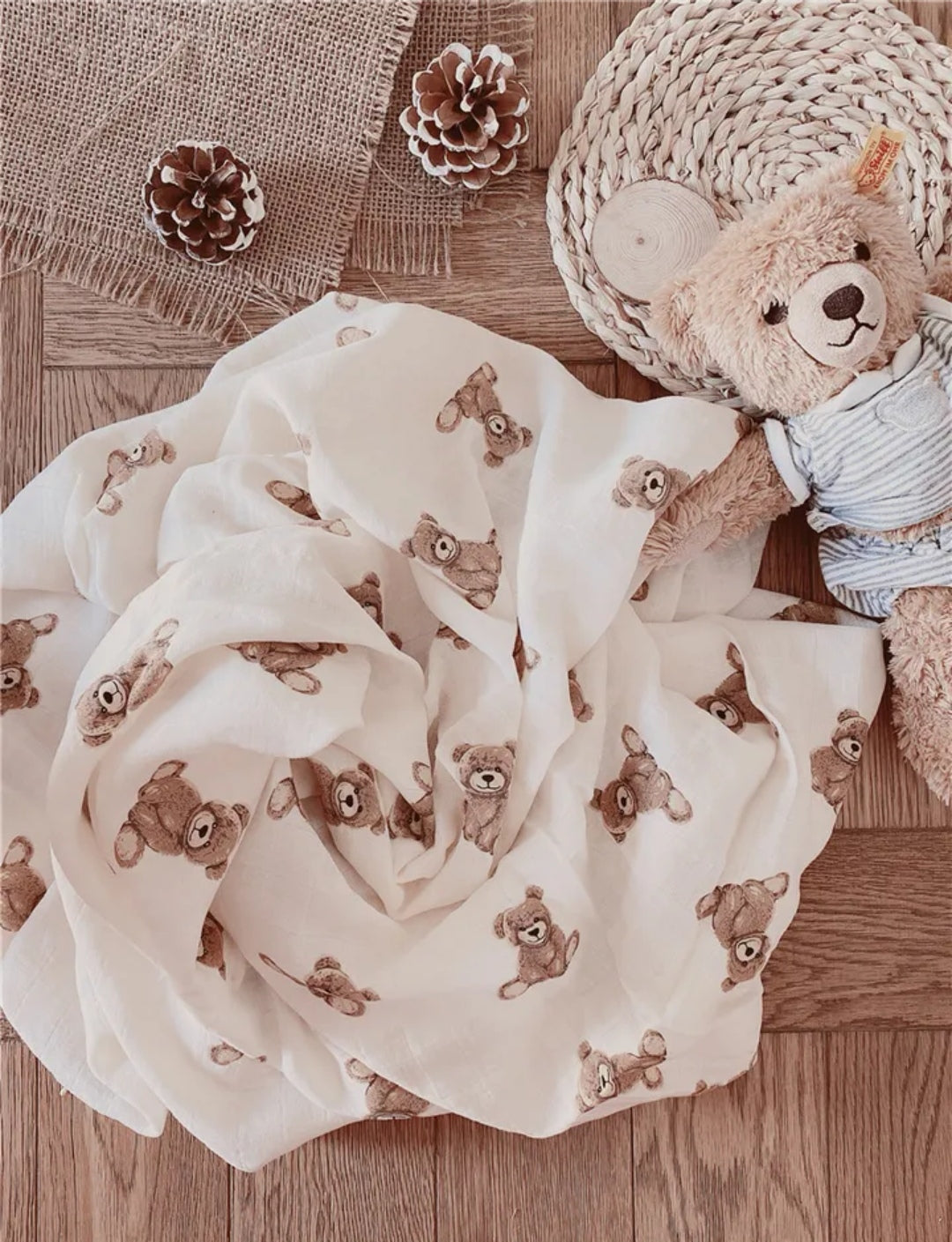 Teddy Muslin Blanket