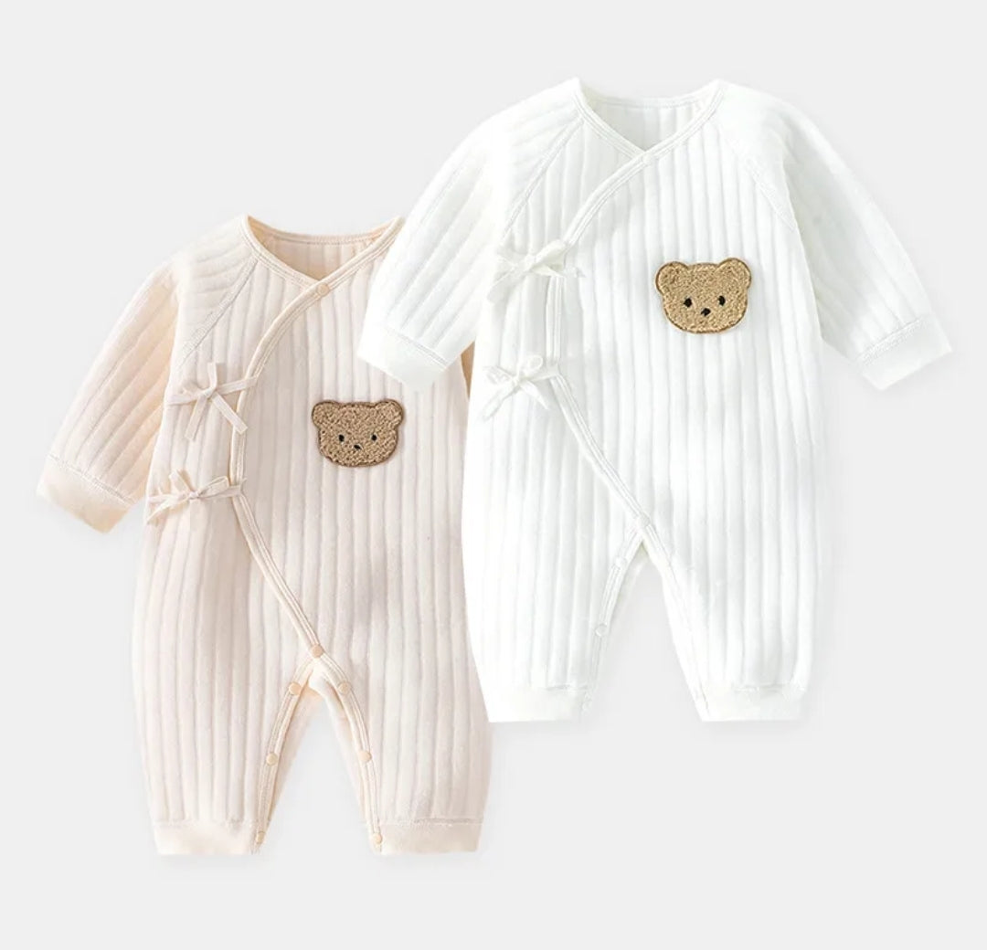 Teddy Ribbed Romper White