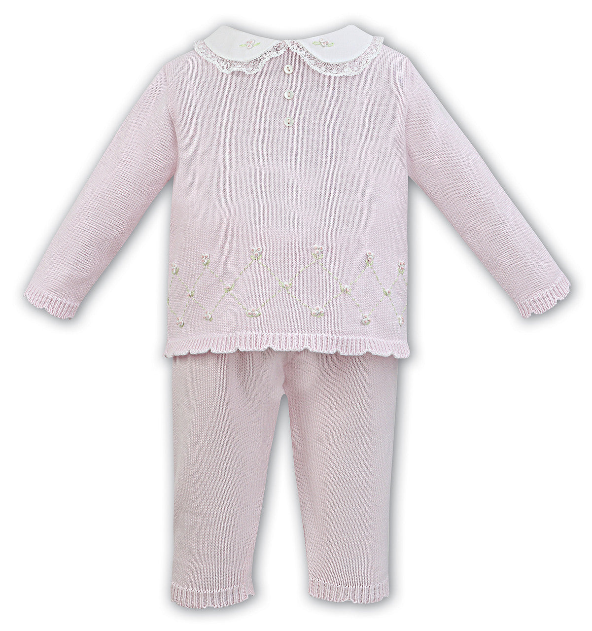 Pink/Ivory Rose Bud Knit