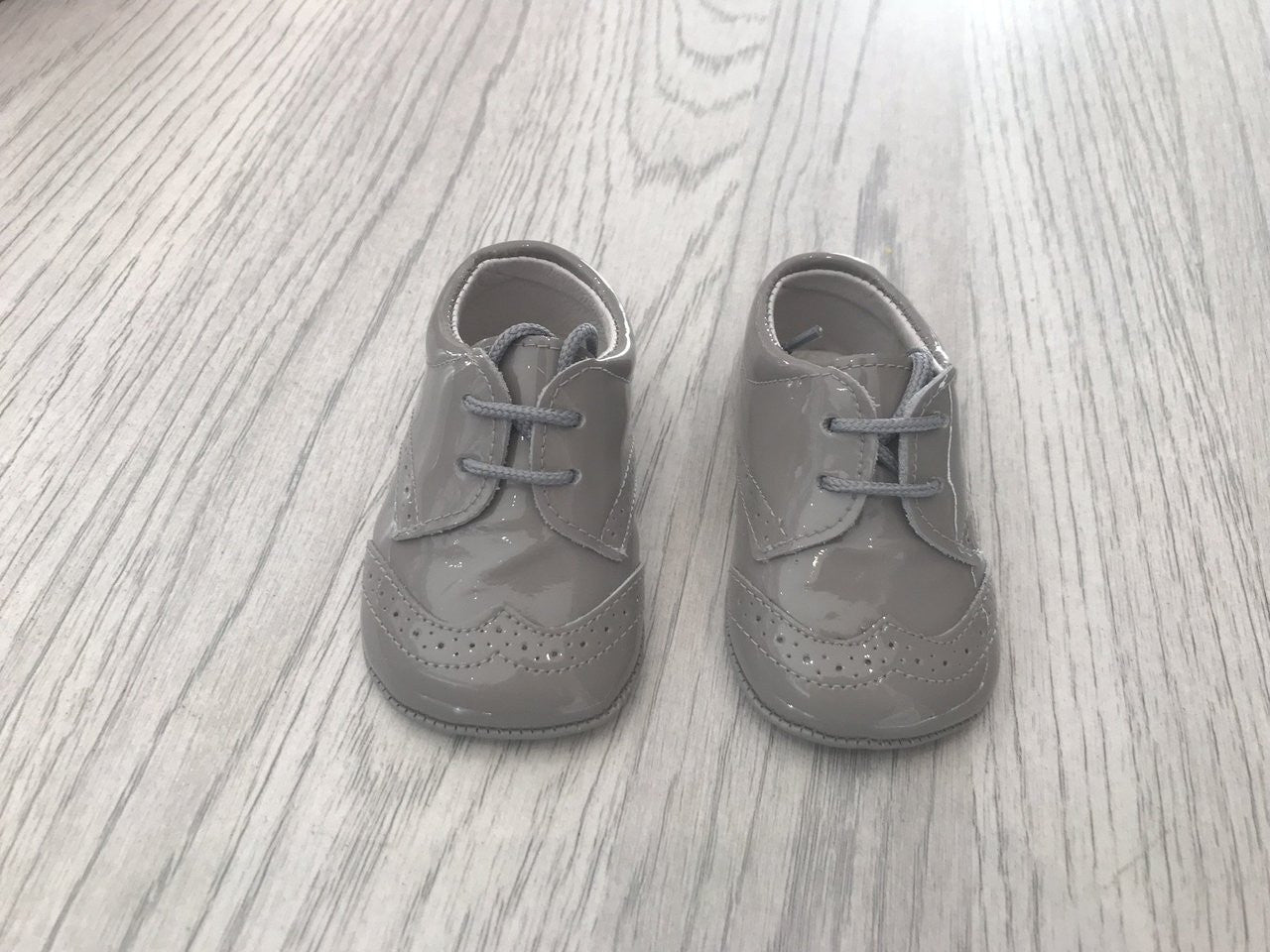 Ice Grey Patent Pram Shoe