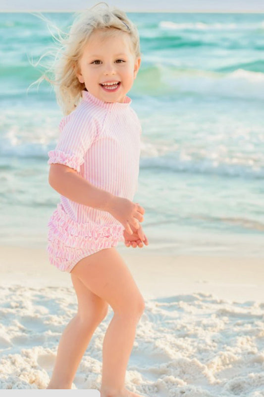 Pink Seersucker Tankini