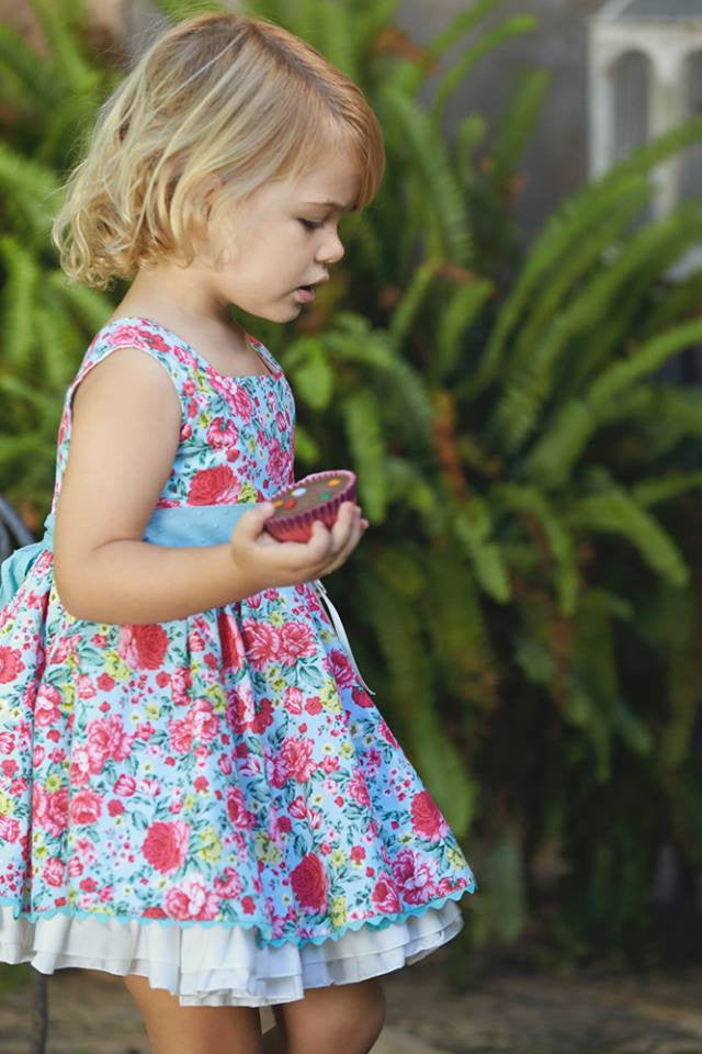 Red Flower Puff Ball Dress