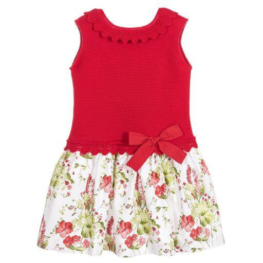 Granlei Red Floral Drop Waist Dress