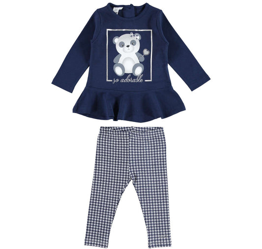 Blue and Grey Teddy Legging Set