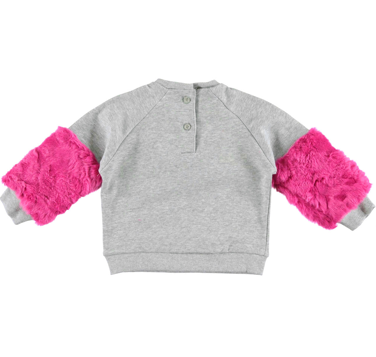 Grey Sweater with Pink Faux Fur