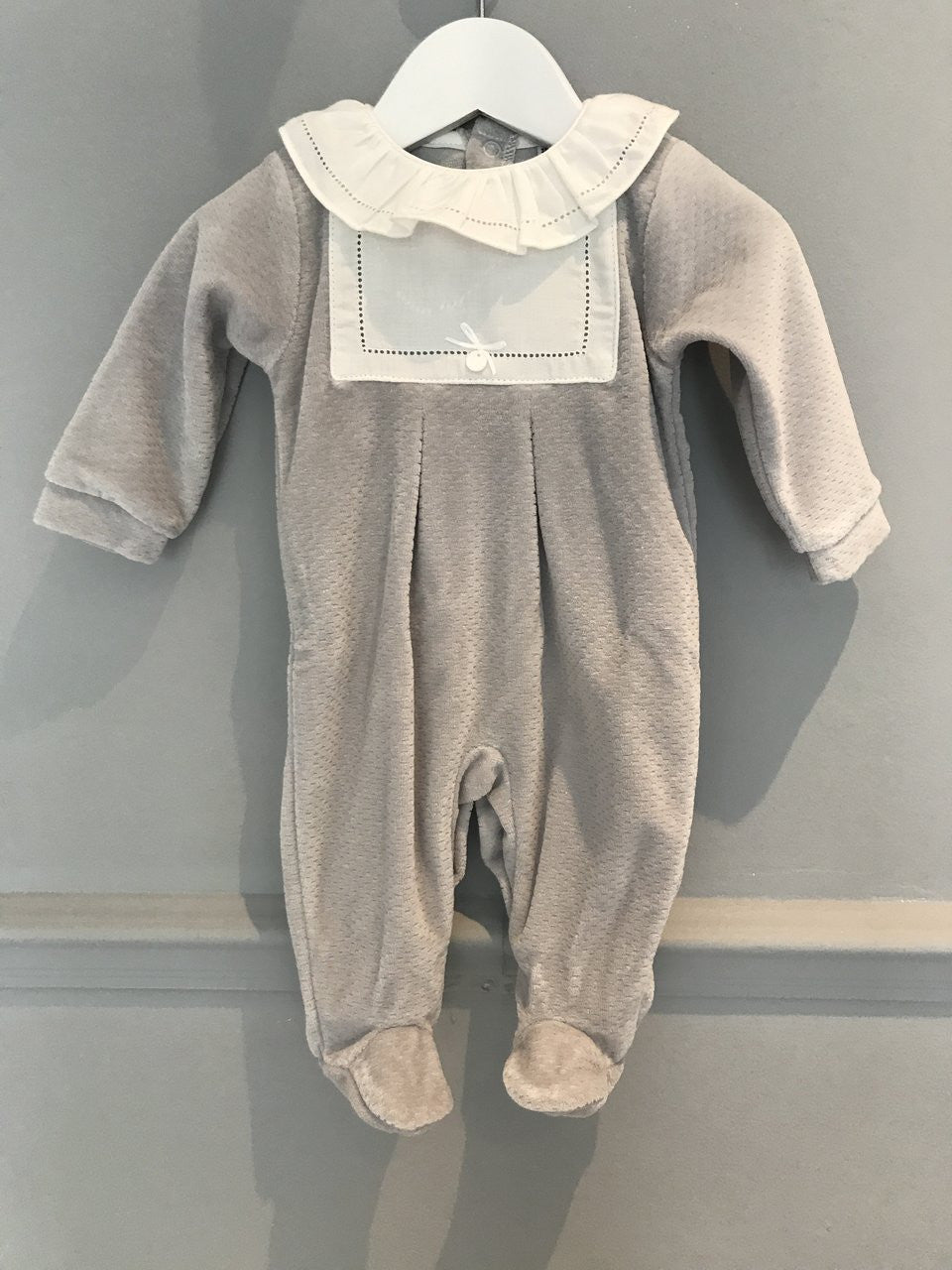 Babidu Grey Velour Babygrow